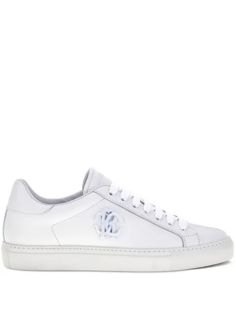 Roberto Cavalli embossed-logo leather sneakers