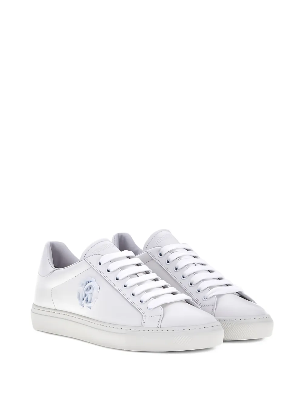 Roberto Cavalli embossed-logo leather sneakers - Wit