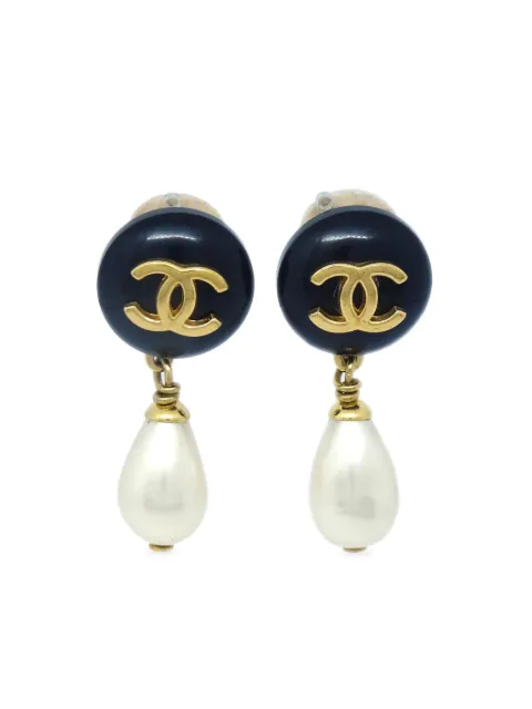 CHANEL Pre-Owned 1996 CC faux-pearl drop earrings