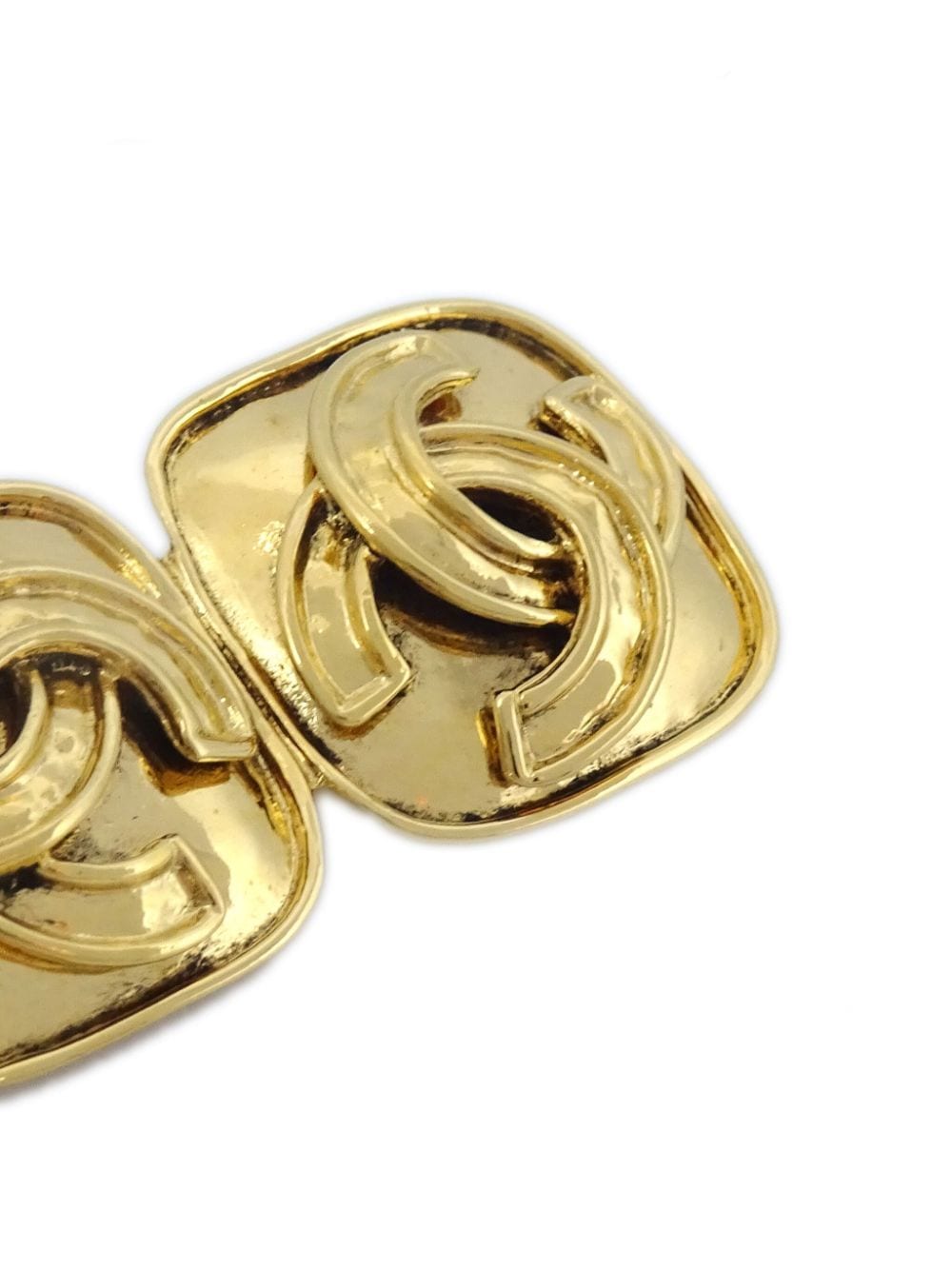 Pre-owned Chanel 1994 Triple Cc Brooch In Gold