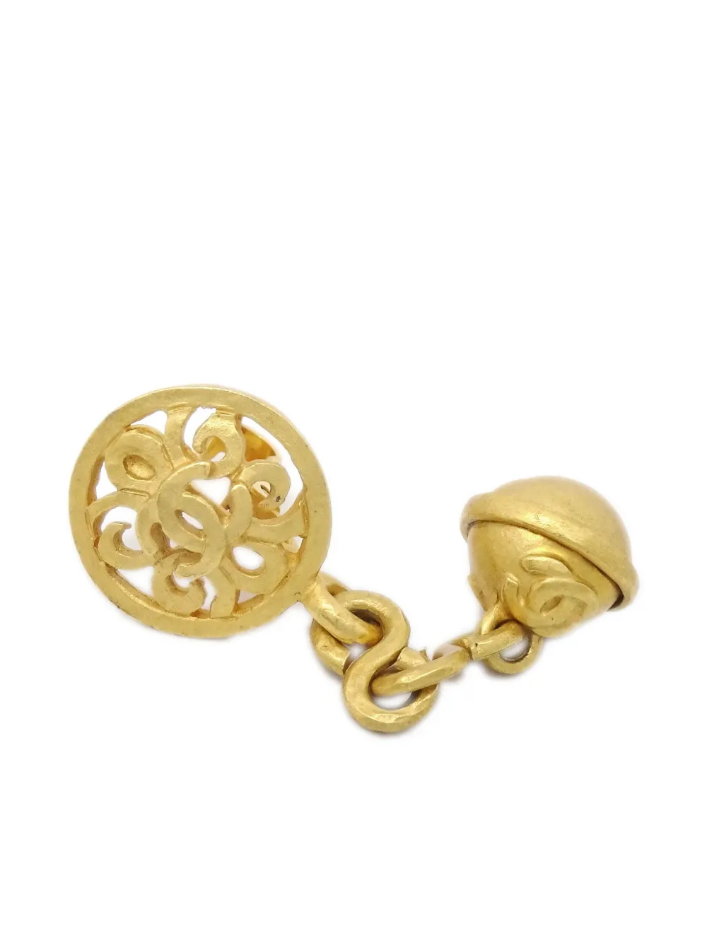 Pre-owned Chanel 1996 Cc Dangle Clip-on Earrings In Gold