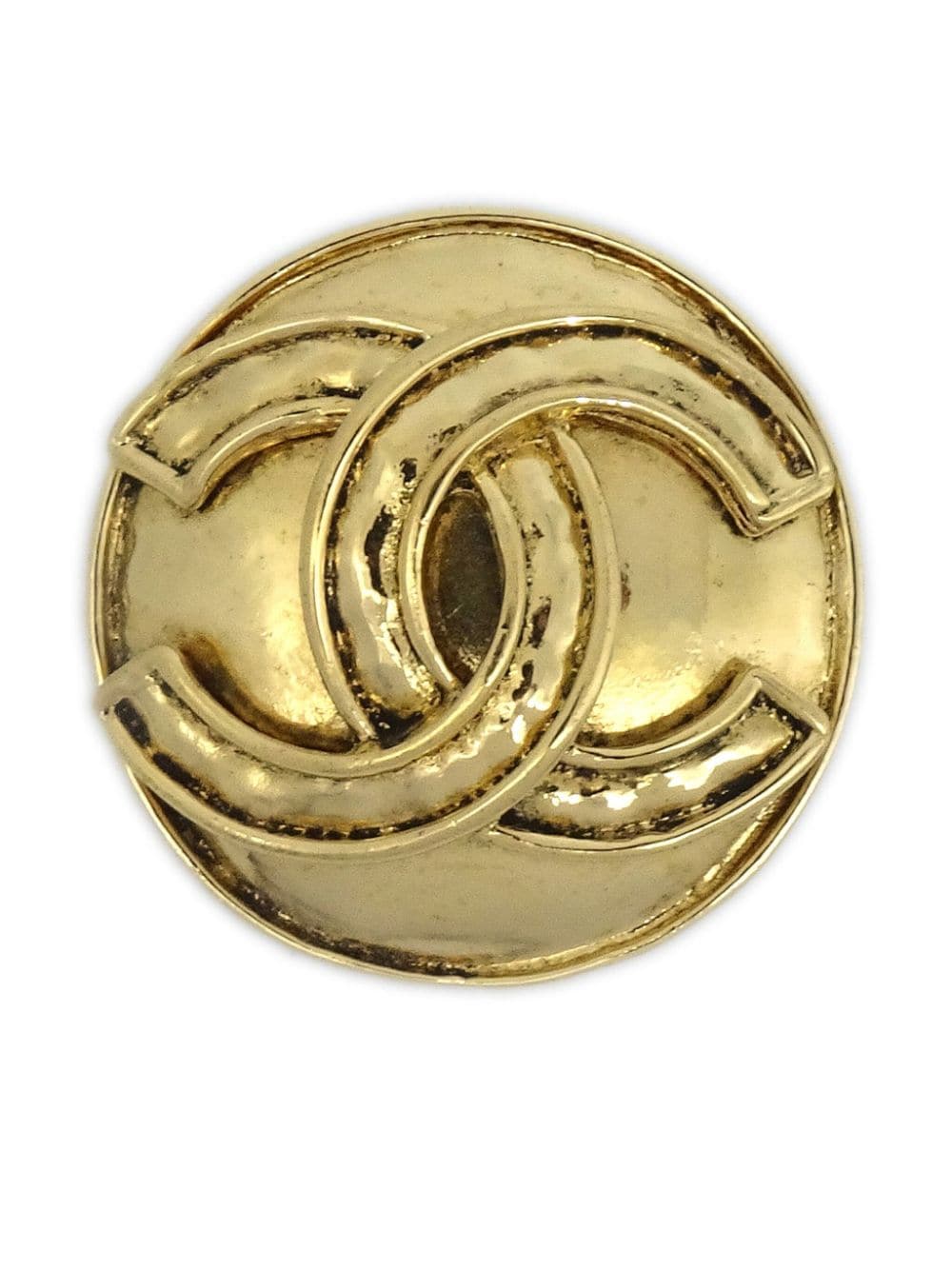 Pre-owned Chanel 1994 Cc Medallion Brooch In Gold