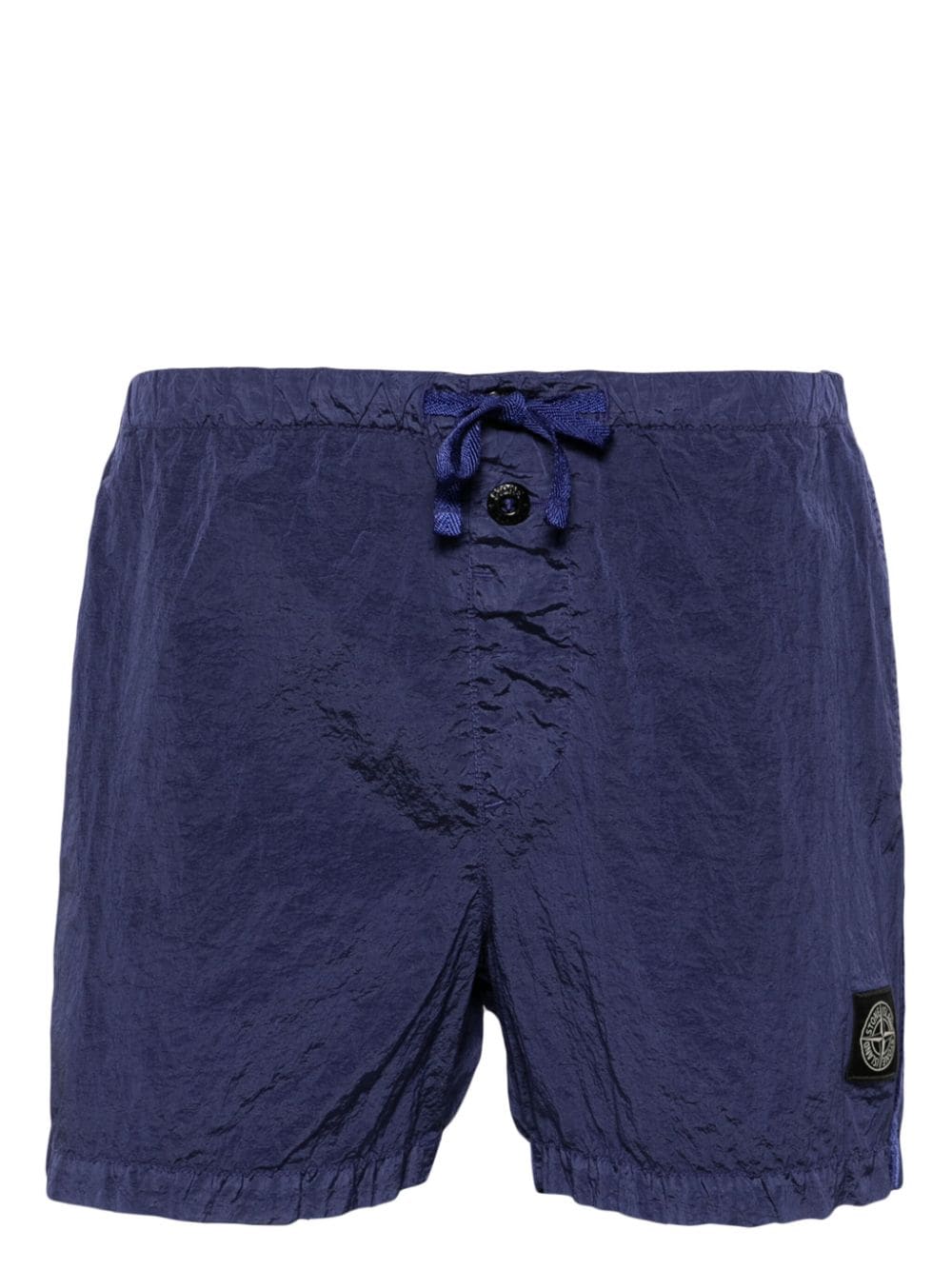 Stone Island Compass-patch Crinkled Swim Shorts In Purple