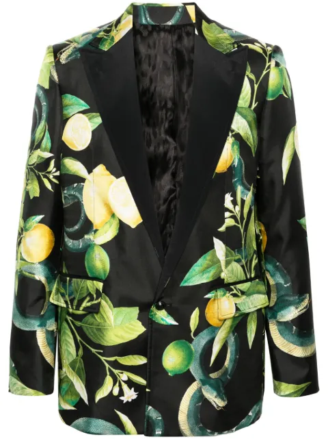 Roberto Cavalli lemon-print silk blazer