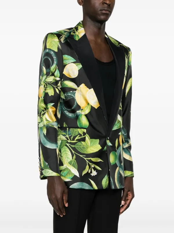 Roberto Cavalli lemon-print Silk Blazer | Black | FARFETCH