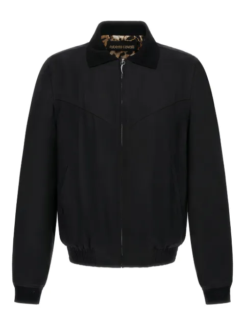 Roberto Cavalli ribbed-collar bomber jacket