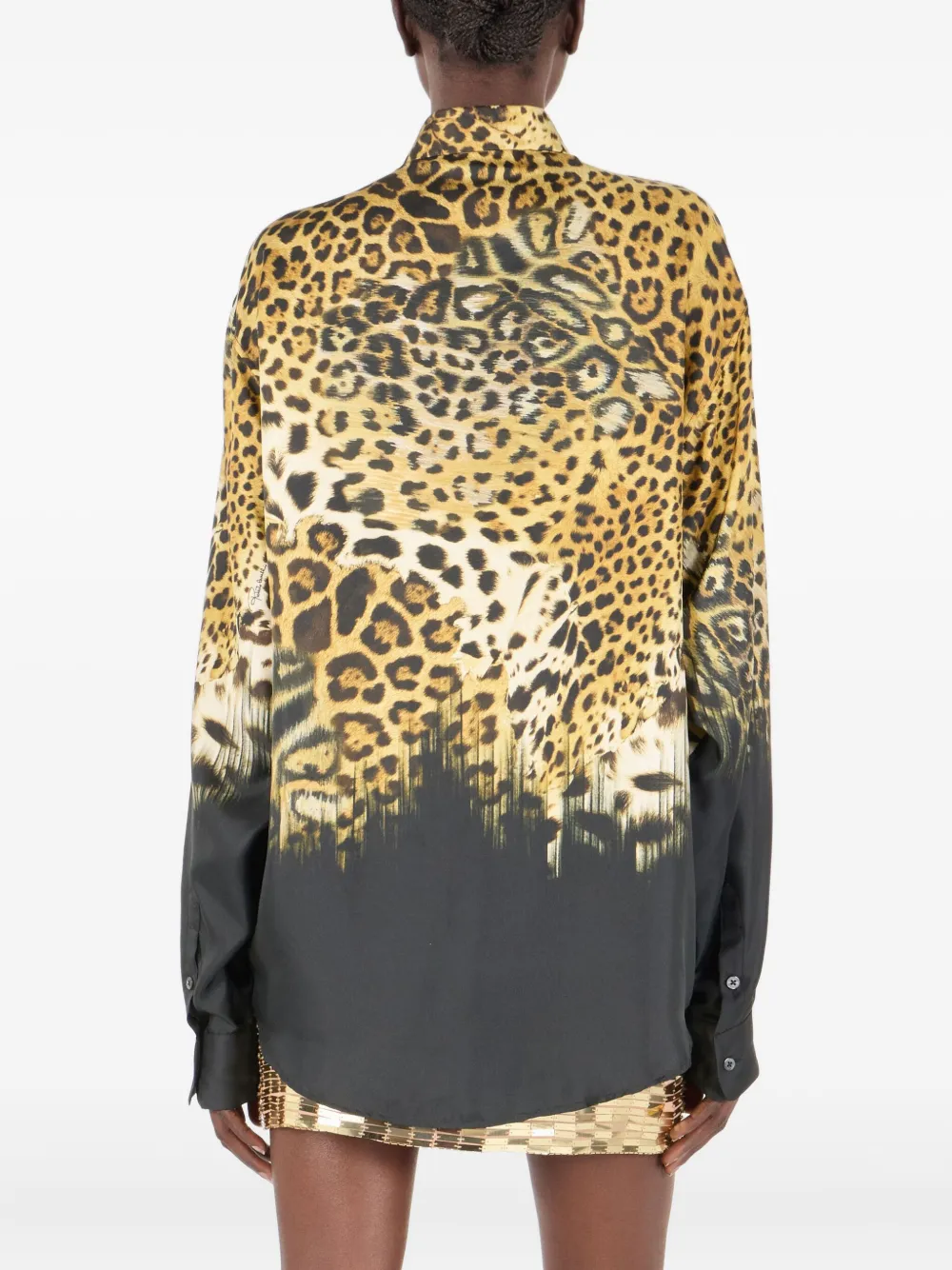 Roberto Cavalli Overhemd met luipaardprint D0477 LIGHT BROWN