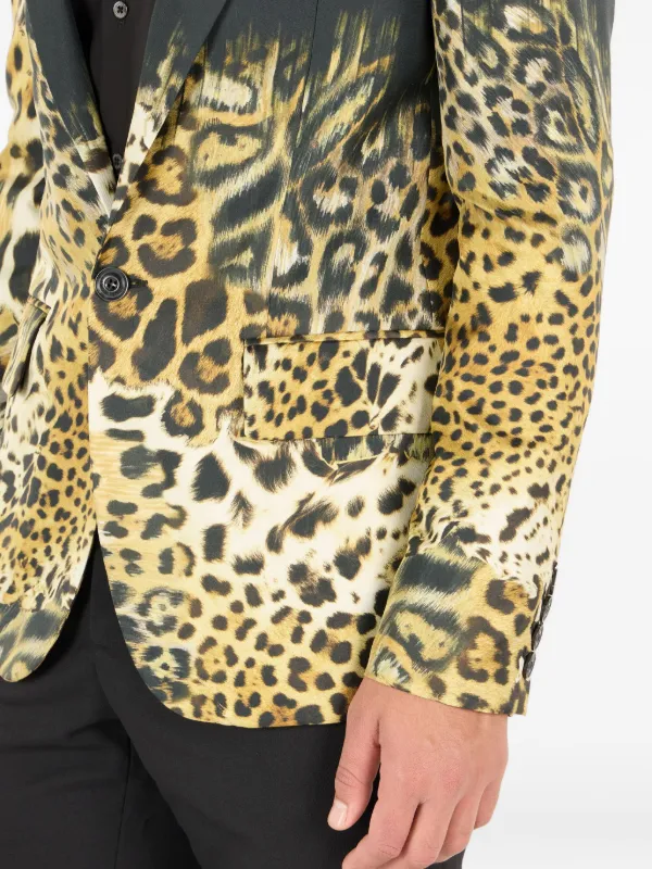 ジャケット　豹柄　ロベルトカヴァリ ロゴ Roberto Cavalli レオパード ジャケット | ブラック | FARFETCH JP