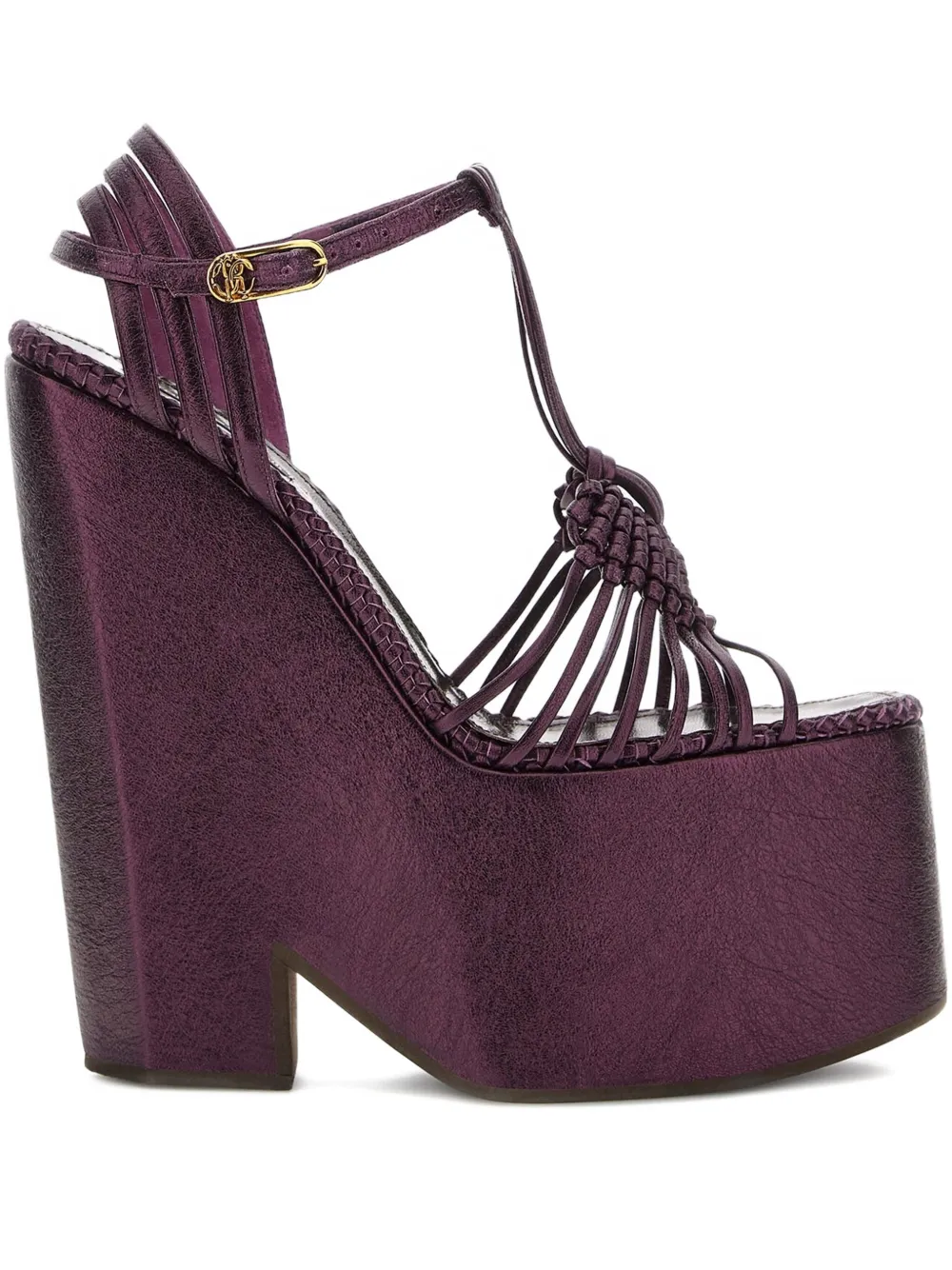 Roberto Cavalli knotted platform sandals Purple