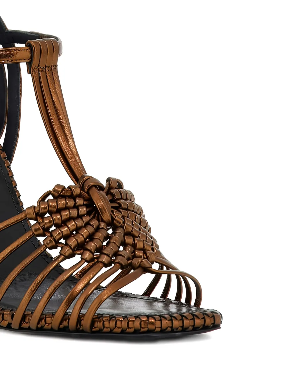 Roberto Cavalli braided T-bar sandals Brown