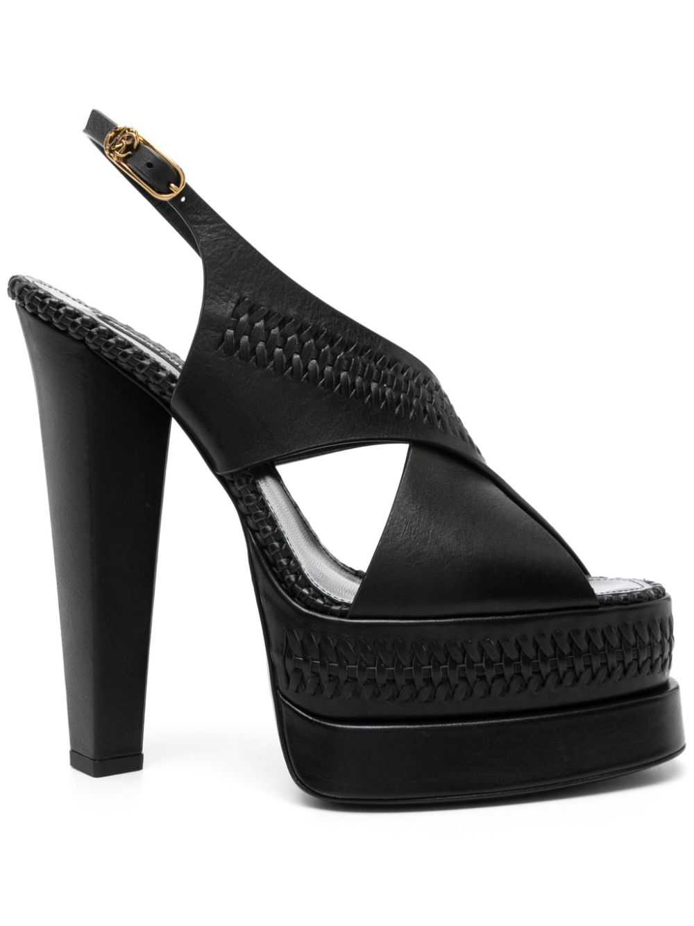 Roberto Cavalli braid-detailing platform sandals – 05051 BLACK