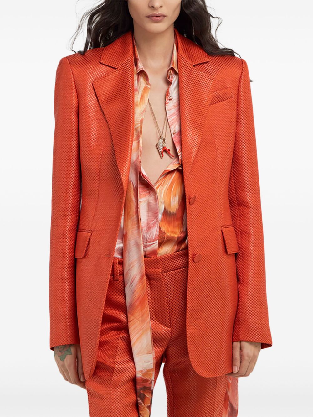 Roberto Cavalli double-breasted textured blazer - Orange