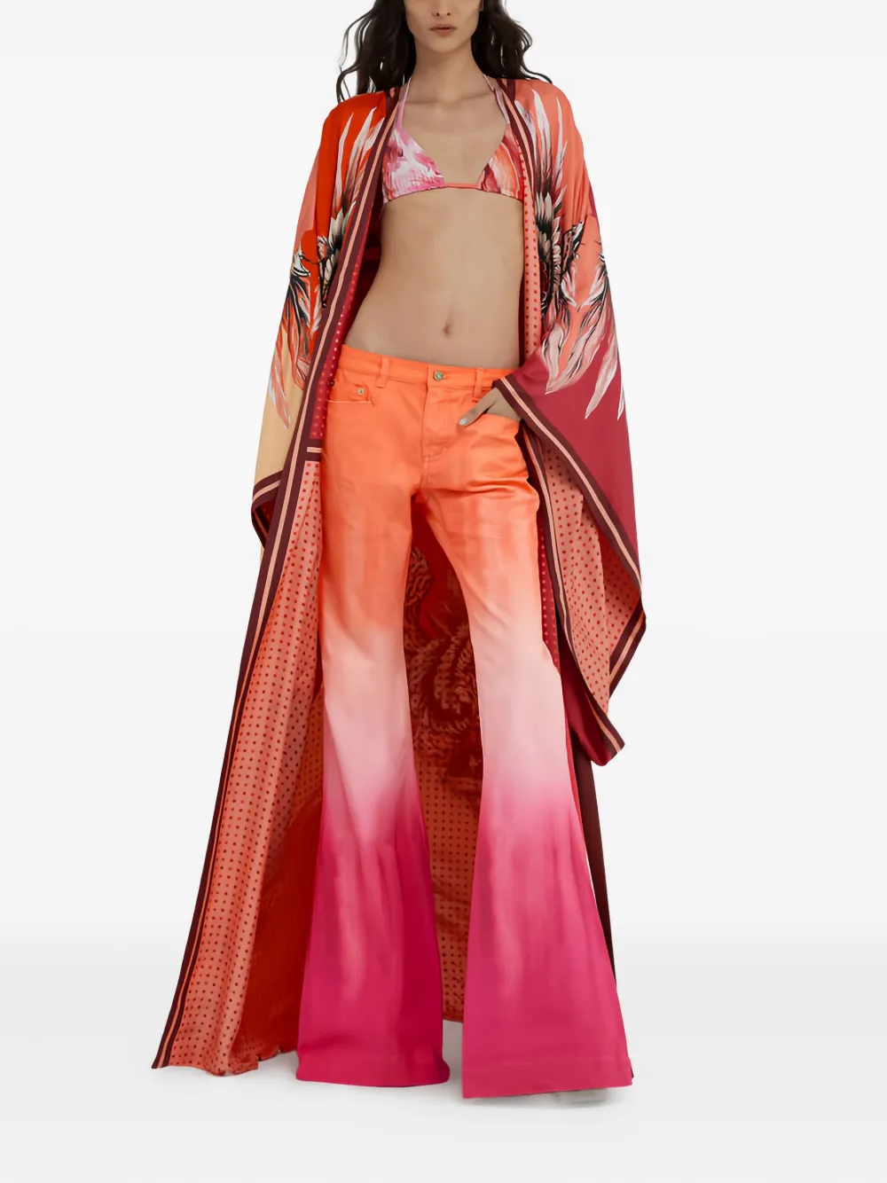 Roberto Cavalli ombre-effect flare jeans - Roze