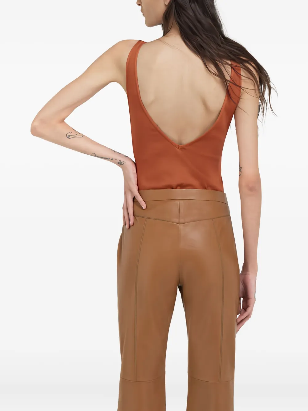 Roberto Cavalli V-neck Bodysuit In Brown