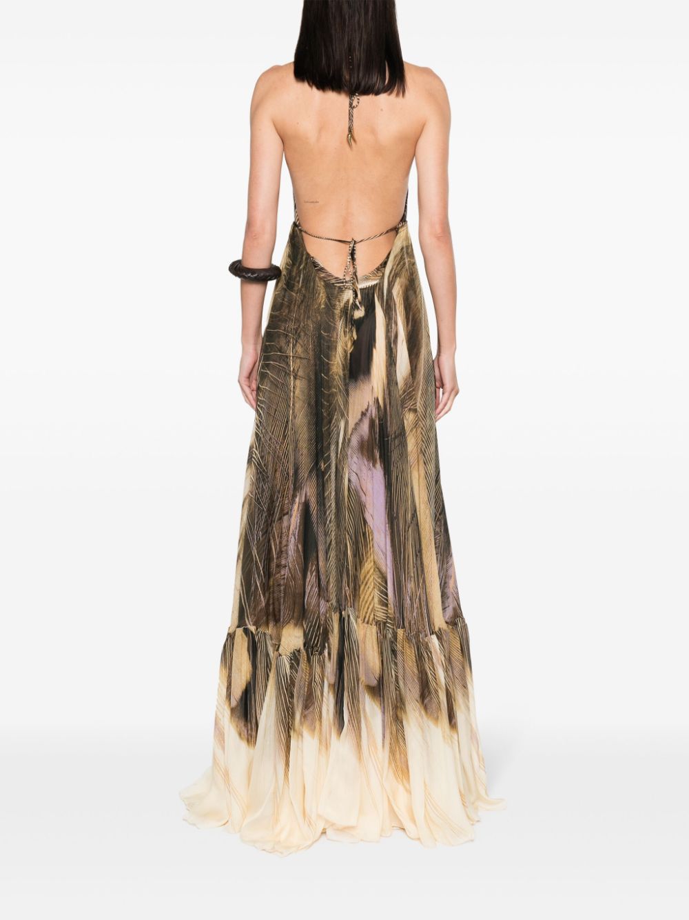 Shop Roberto Cavalli Savage-print Maxi Dress In Brown