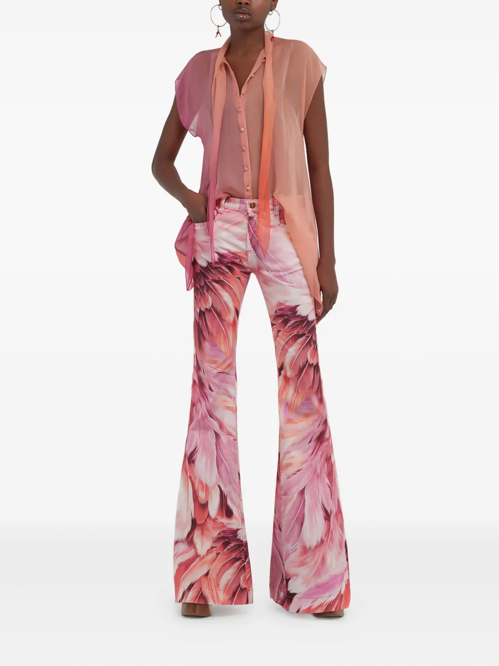 Roberto Cavalli neck-tie blouse - Roze