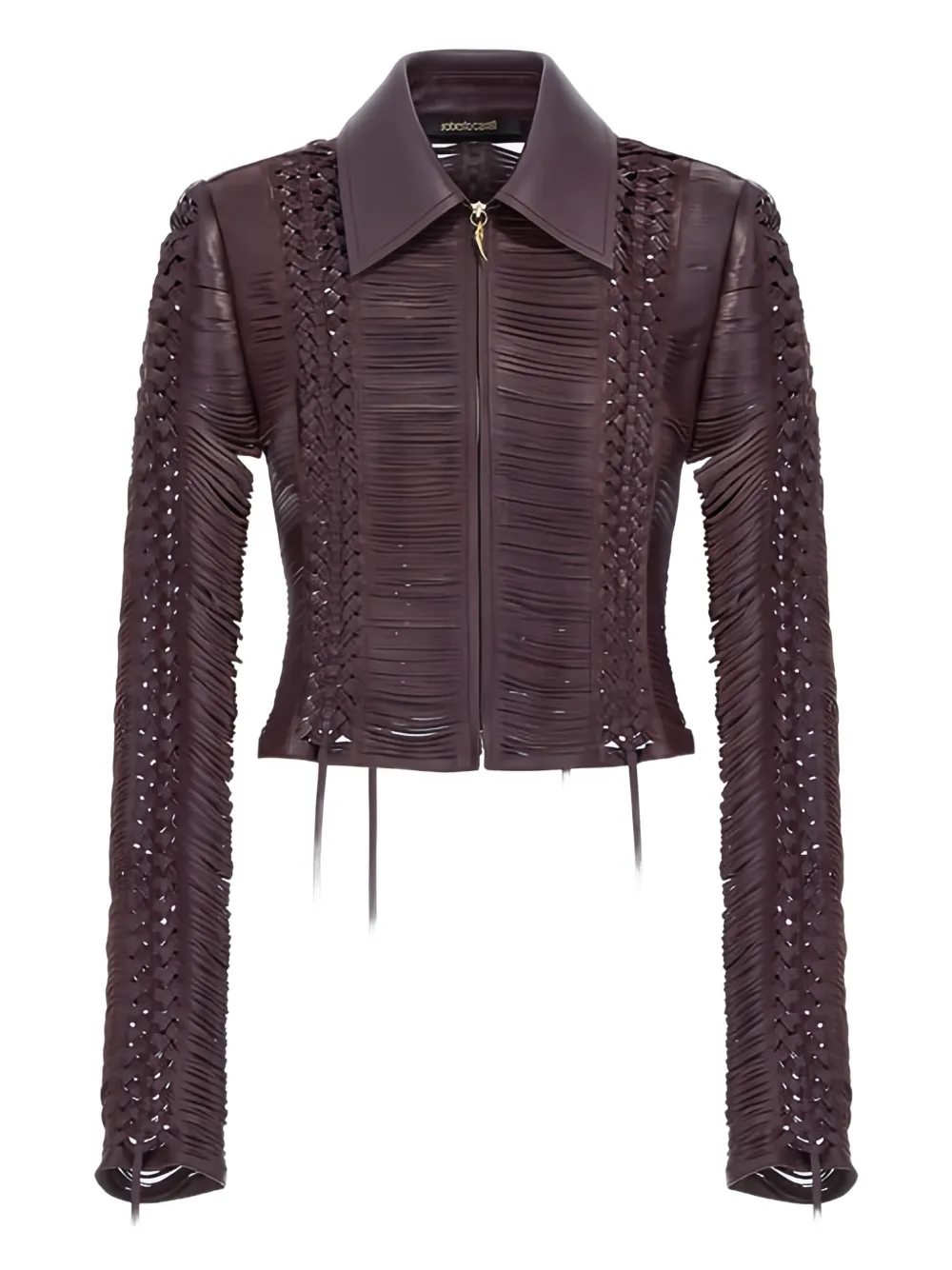 Roberto Cavalli braided leather bomber jacket | Purple | Image 1