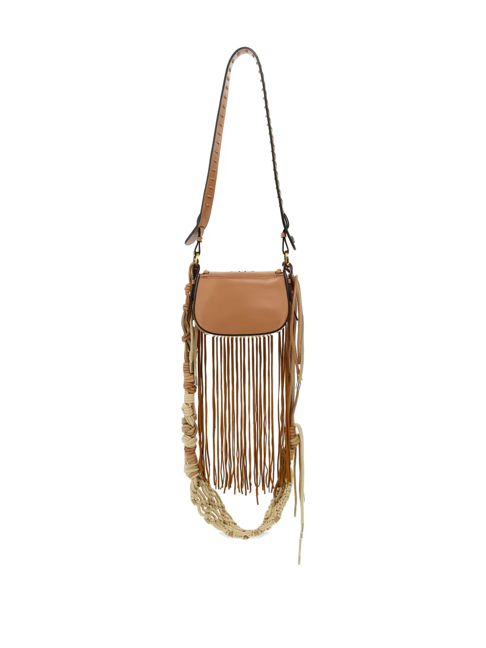 Roberto Cavalli Studded Fringe Shoulder Bag In Brown