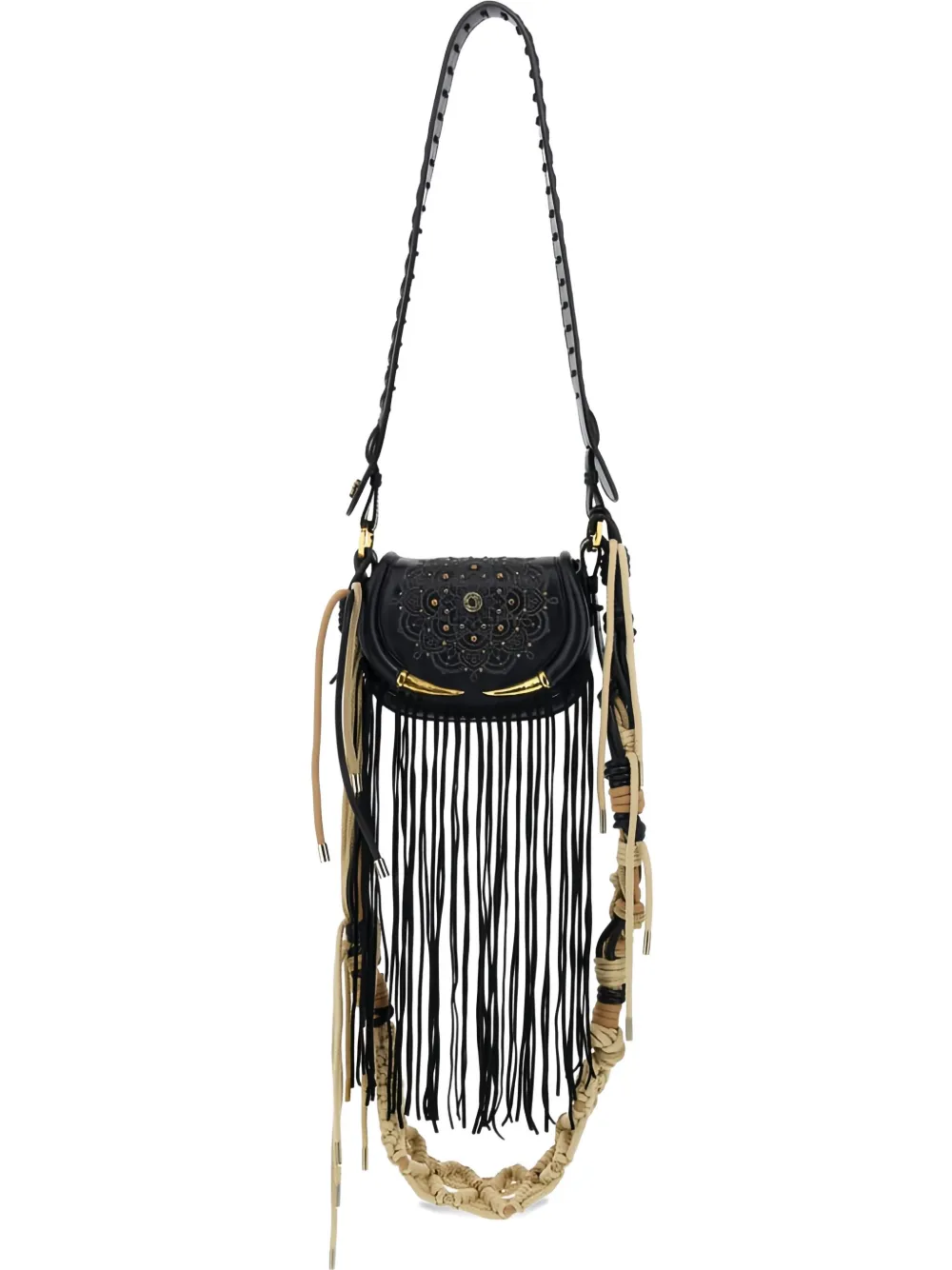 Roberto Cavalli Fringe Fang cross-body bag | Black | Image 1