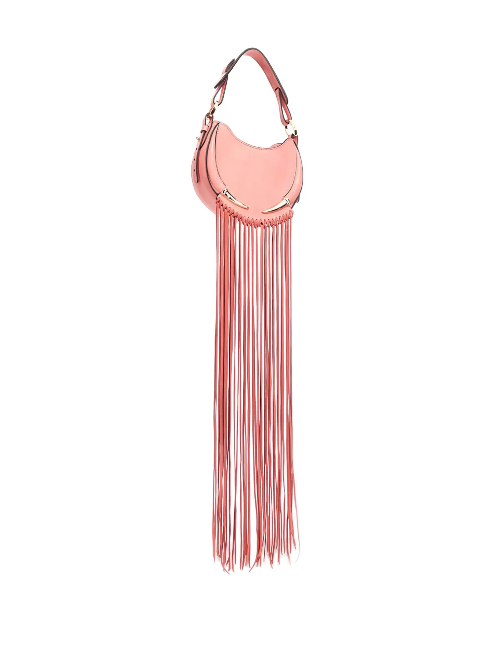 Roberto Cavalli Fringed Leather Shoulder Bag In Pink