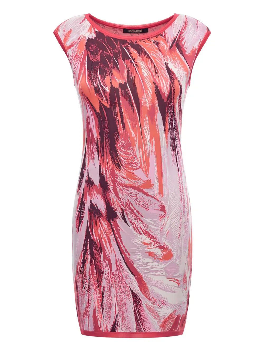 Roberto Cavalli feather-print knit mini dress | Pink | Image 1