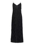Roberto Cavalli fringe-embellished slip dress - Black