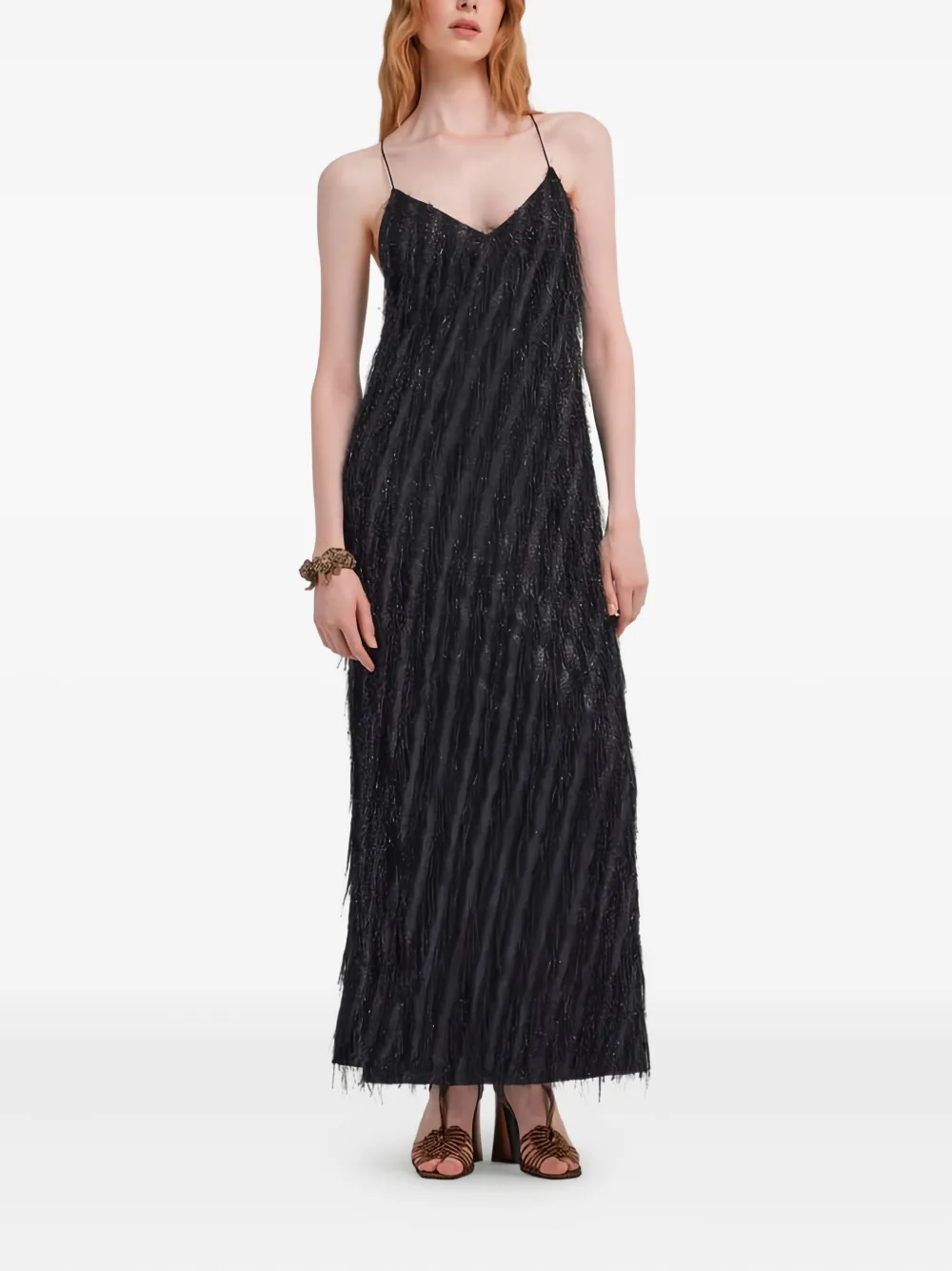 Roberto Cavalli fringe-embellished slip dress | Evening Dresses | Image 2
