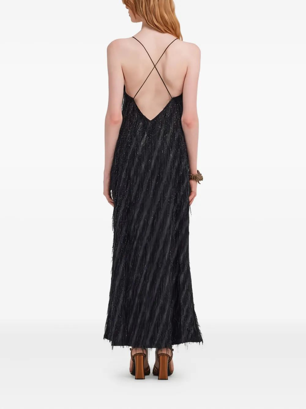 Roberto Cavalli Jurk verfraaid met franje Zwart