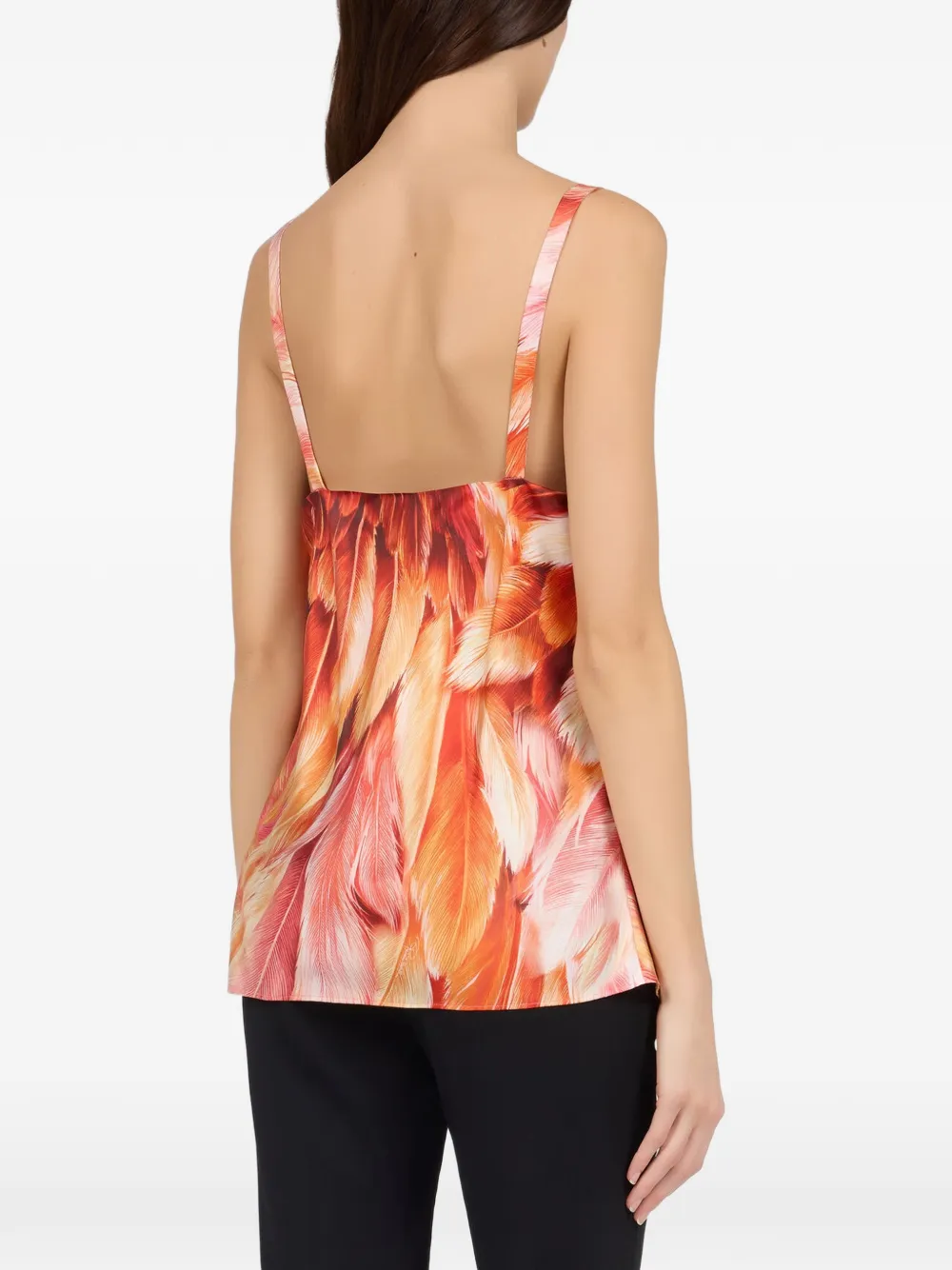 Roberto Cavalli Zijden top met verenprint Rood