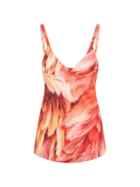 Roberto Cavalli feather-print silk top