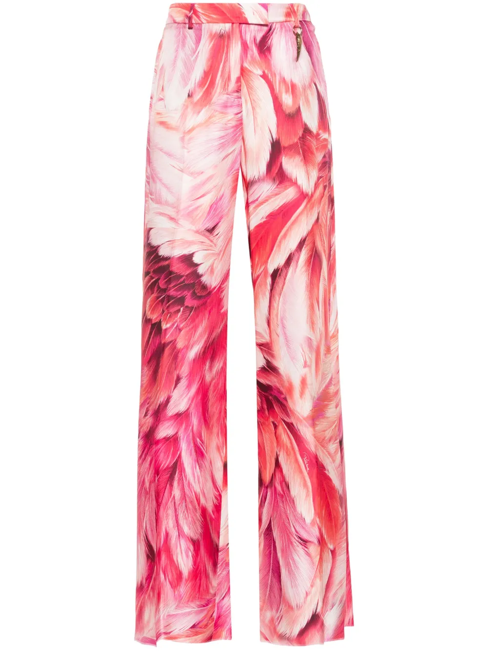 Roberto Cavalli plumage-print palazzo pants - 05597 Fuchsia