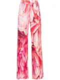 Roberto Cavalli plumage-print palazzo pants - Pink