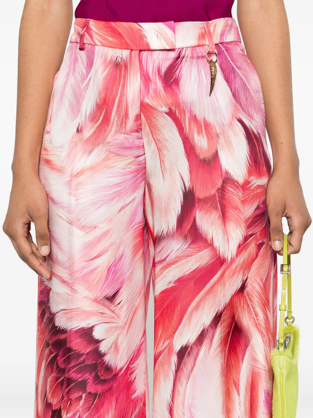 Roberto Cavalli Palazzo broek met print Roze