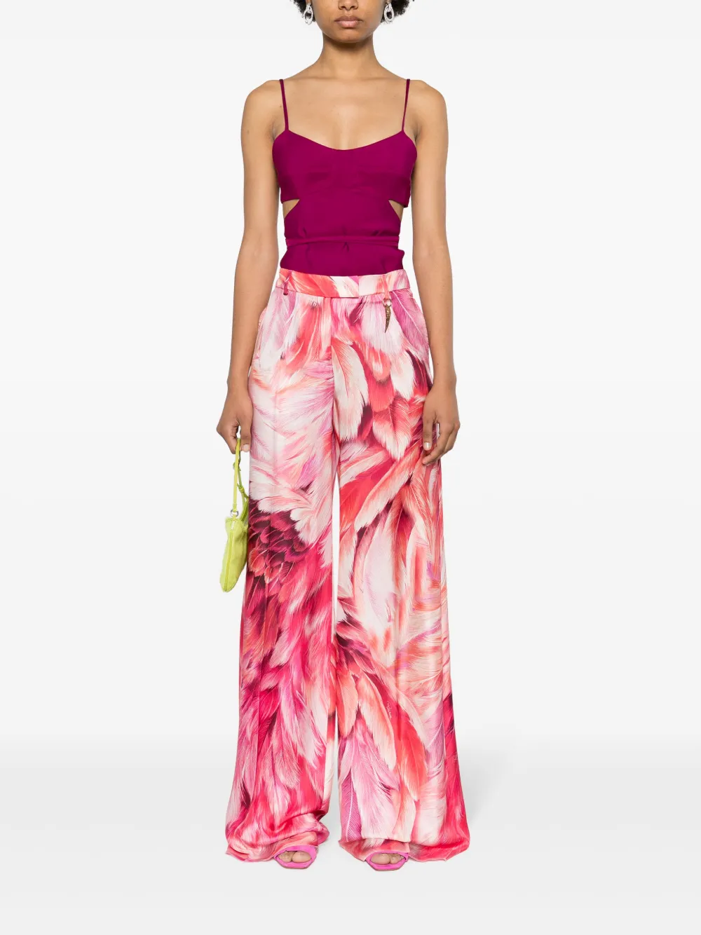 Roberto Cavalli Palazzo broek met print - 05597 Fuchsia