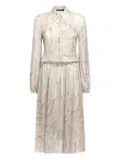 Roberto Cavalli feather-print midi shirt dress - White