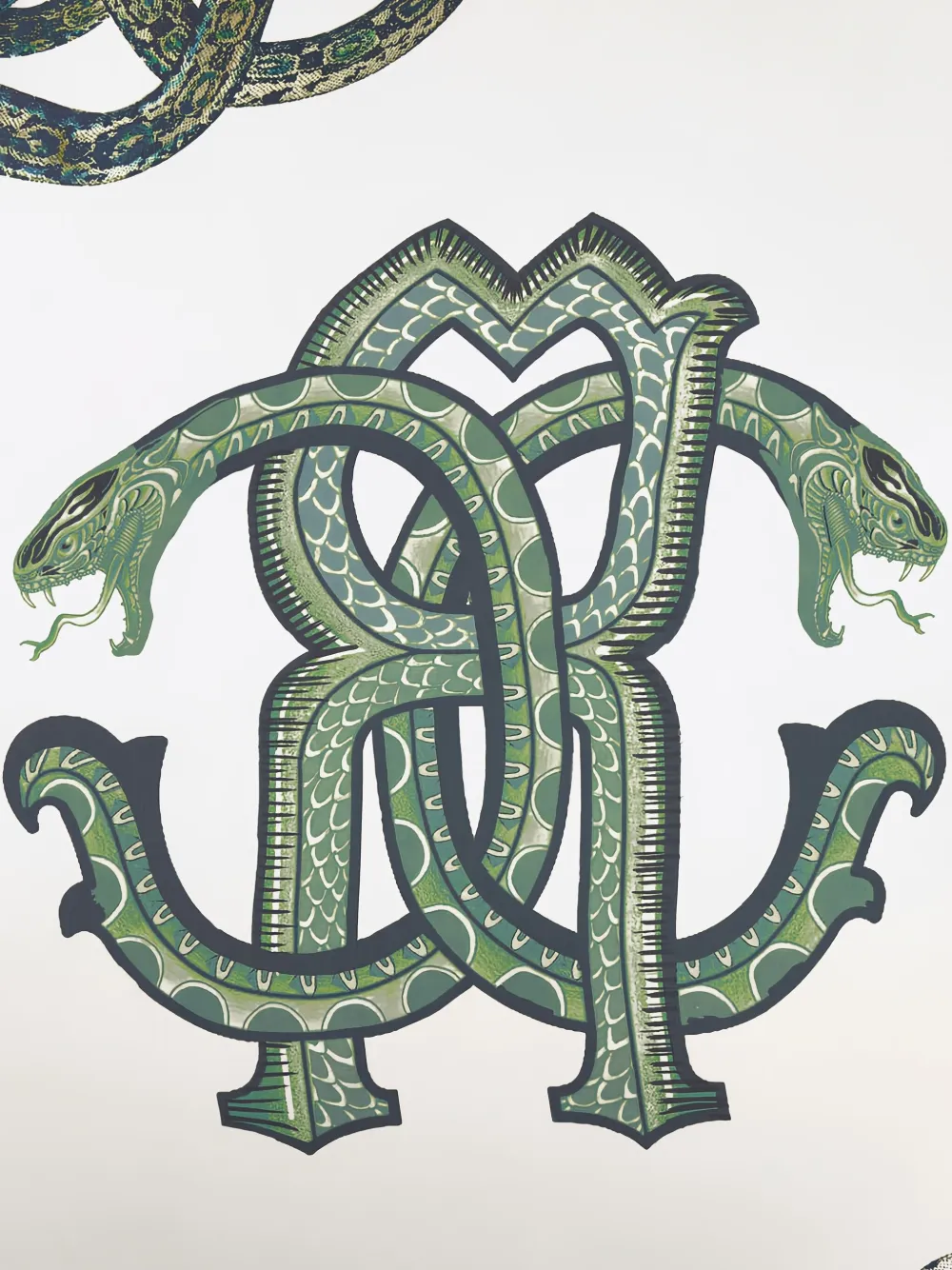 Roberto Cavalli snake-logo lemon-print scarf - Wit