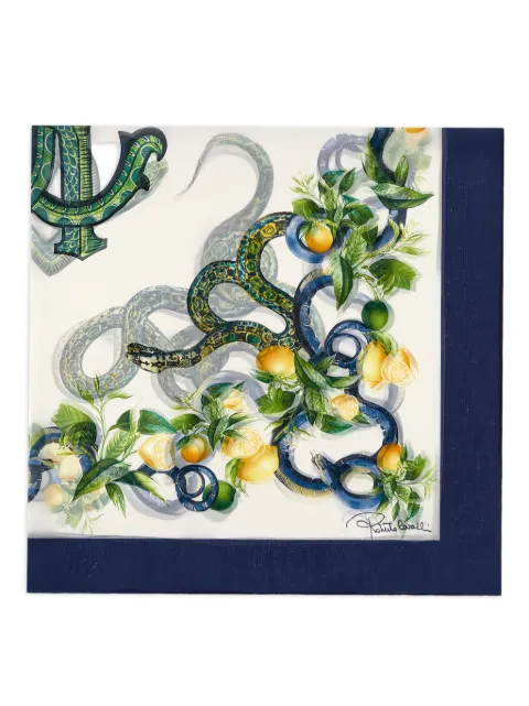 Roberto Cavalli snake-logo lemon-print scarf