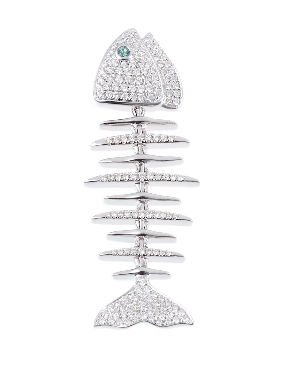 Kamushki 18k White Gold Wishbone Diamond And Emerald Pendant Necklace In Silver