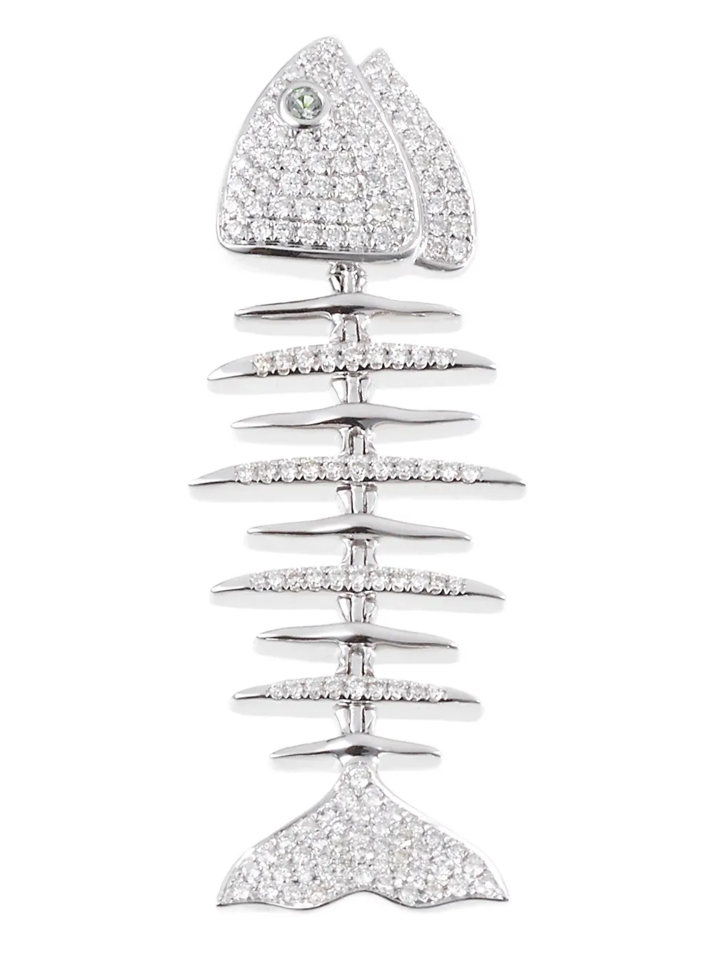 18kt white gold Fish diamond and sapphire pendant