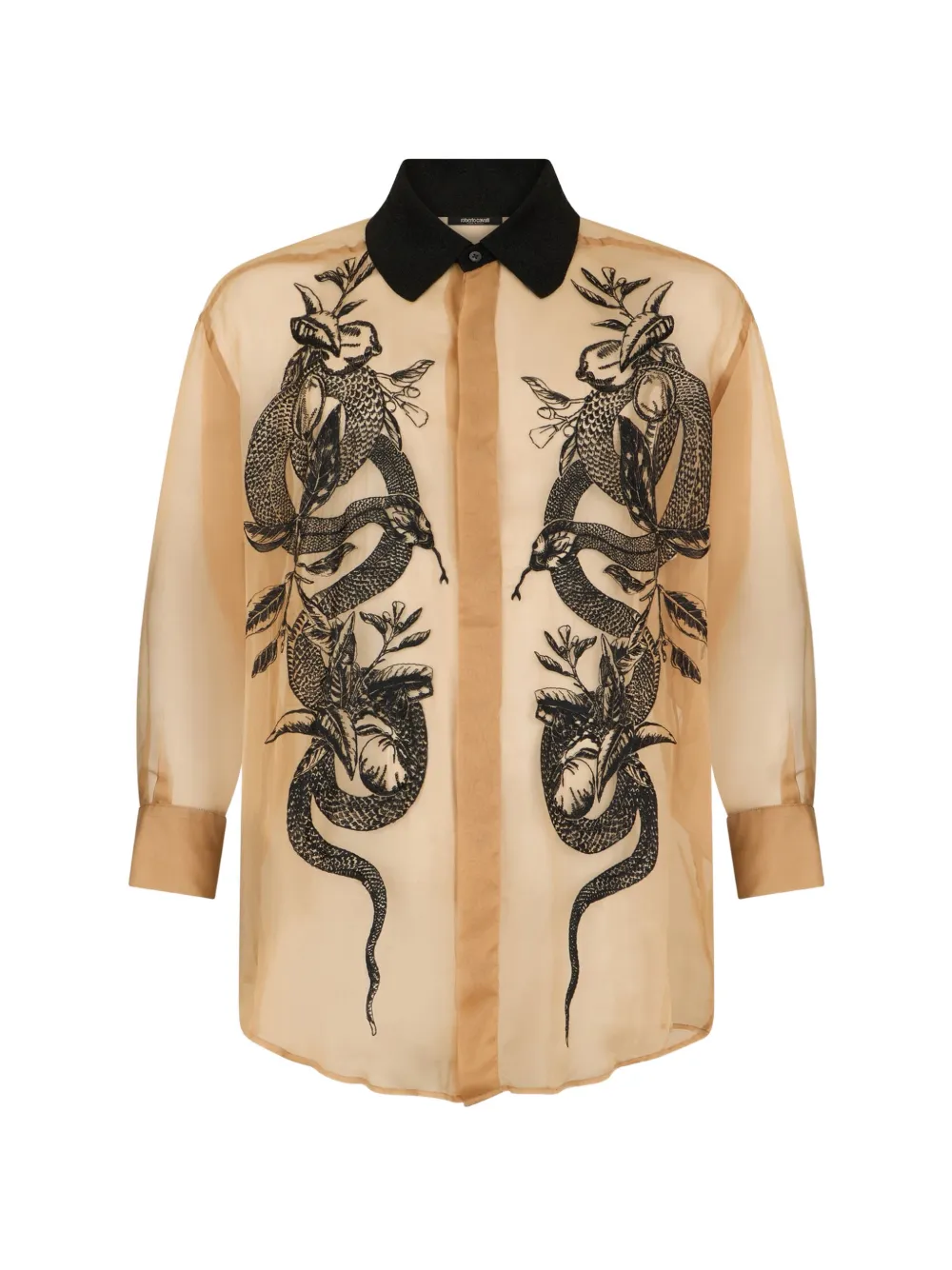 Roberto Cavalli snake-embroidered shirt - Neutrals