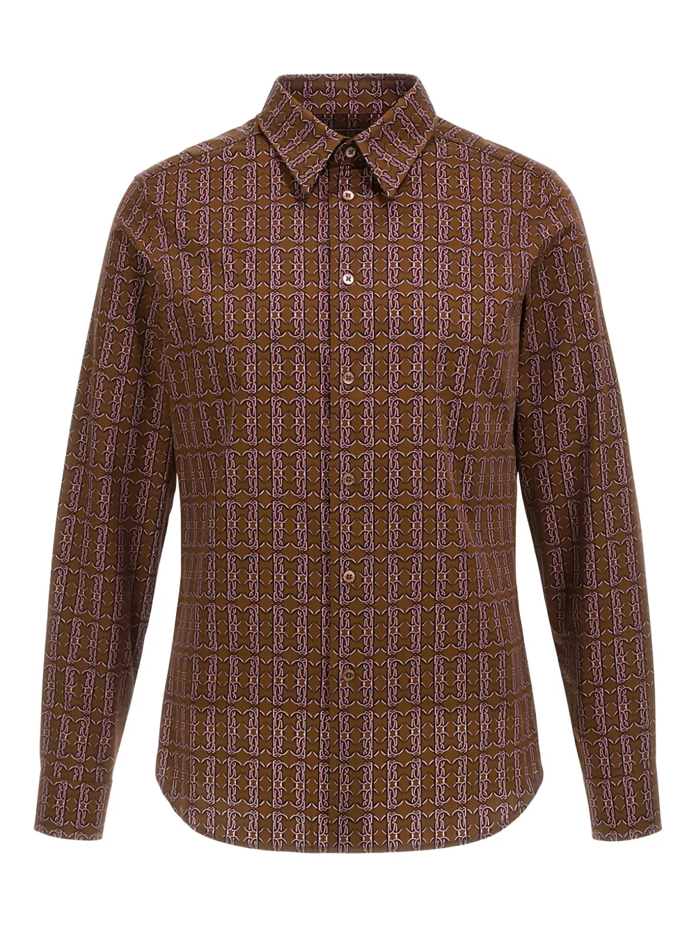 Roberto Cavalli geometric-pattern long-sleeve shirt | Brown | Image 1