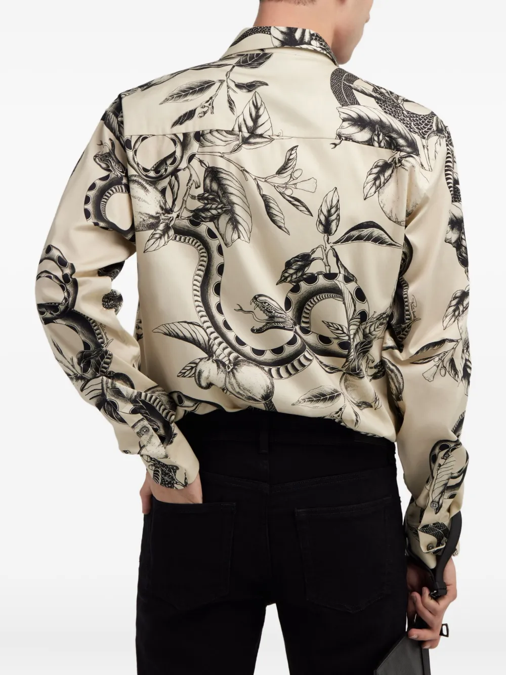 Shop Roberto Cavalli Snake-print Shirt In White