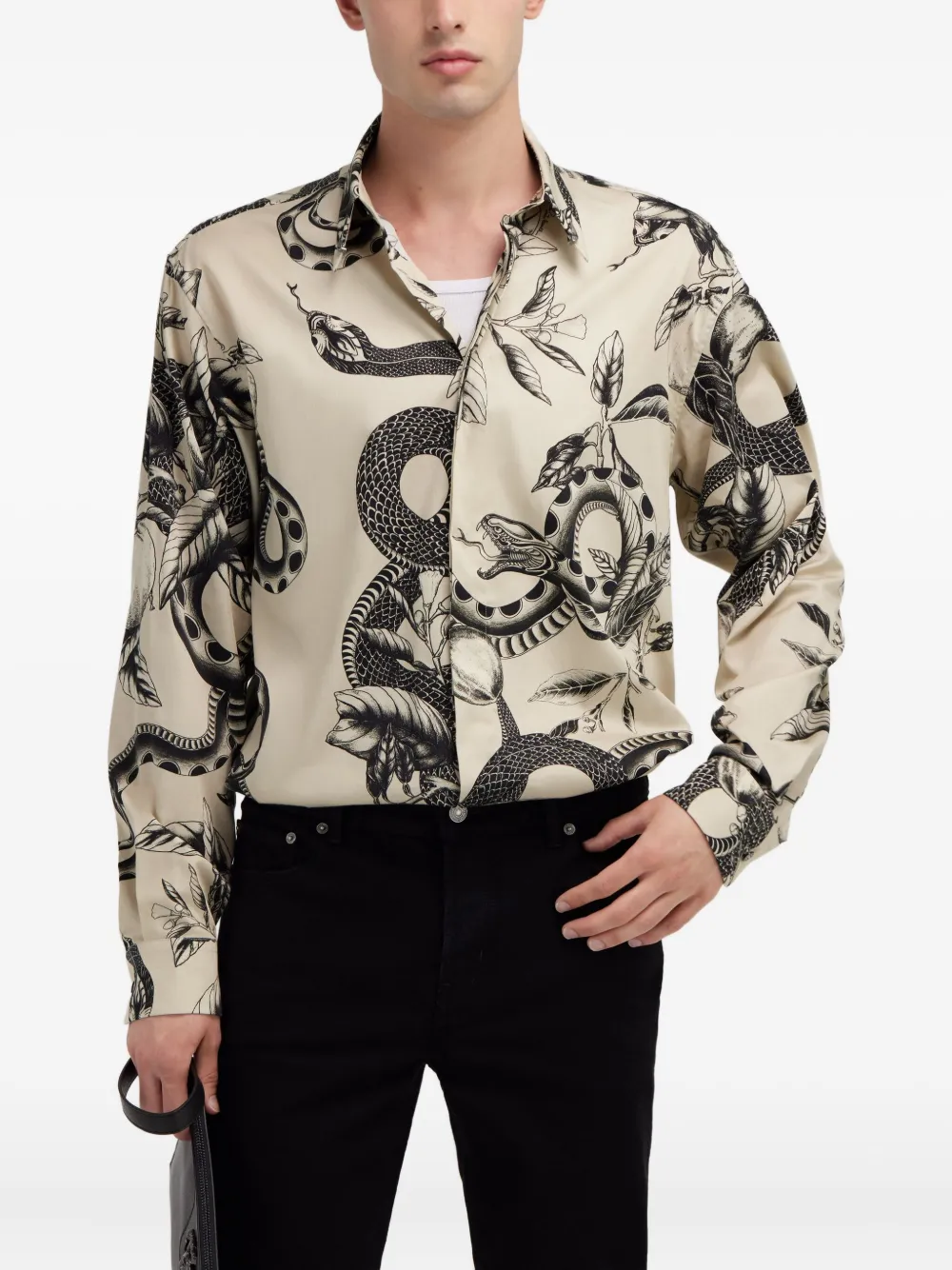 Shop Roberto Cavalli Snake-print Shirt In White