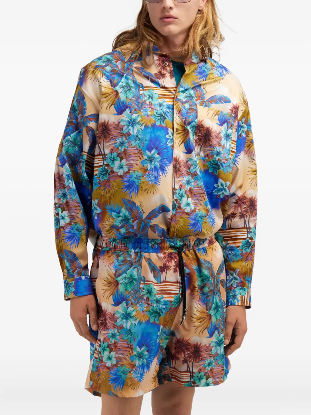 Roberto Cavalli Overhemd met tropische print - Oranje