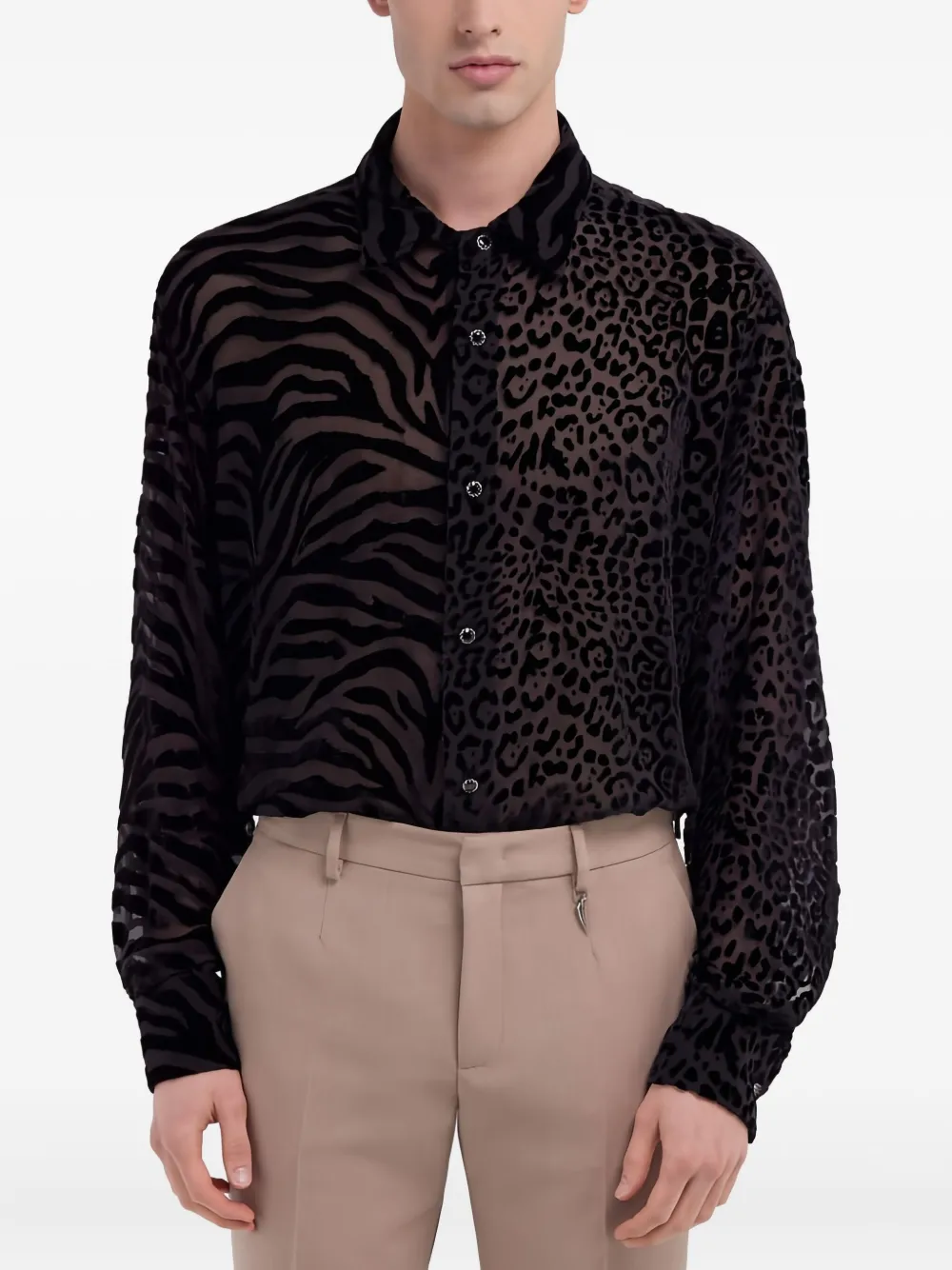 Roberto Cavalli Devorè-effect Shirt In Black