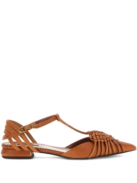 Roberto Cavalli braided-leather flat pumps