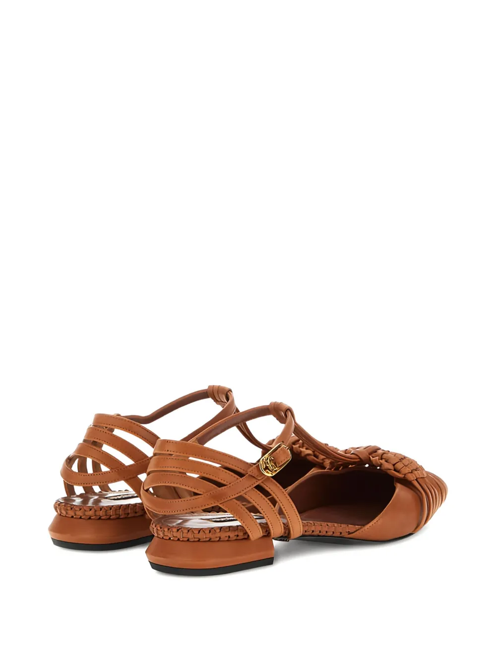 Roberto Cavalli braided-leather flat pumps Brown