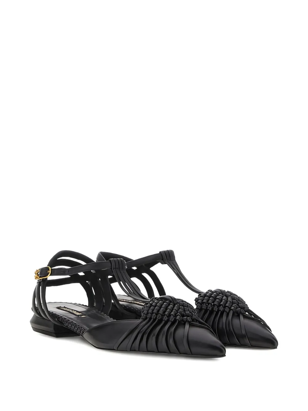 Roberto Cavalli braided-embellihment flat pumps Black