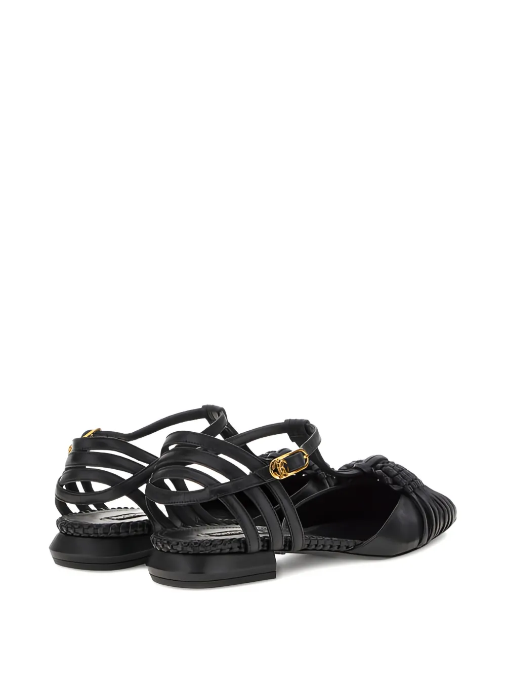 Roberto Cavalli braided-embellihment flat pumps Black