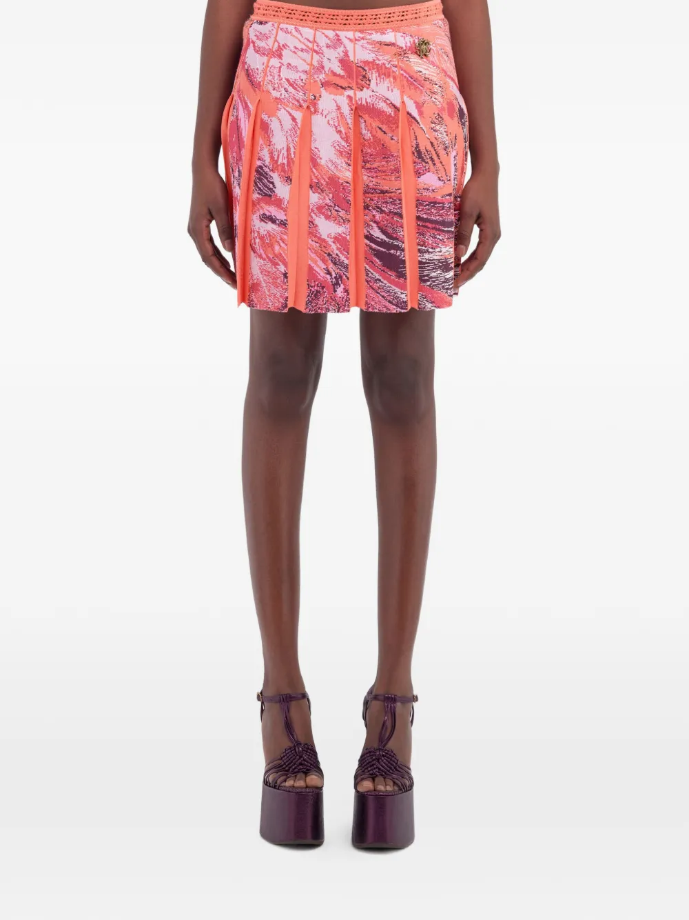 Roberto Cavalli Plooirok met abstracte print Oranje